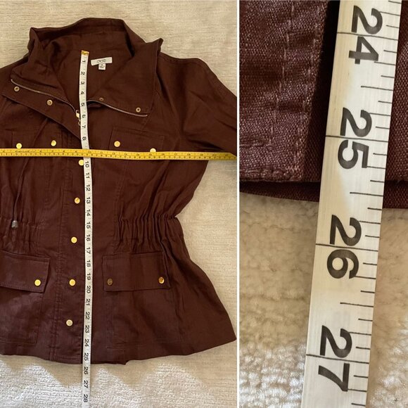 Cache Womens Brown Linen Blend Utility Jacket Sz S - Picture 9 of 14